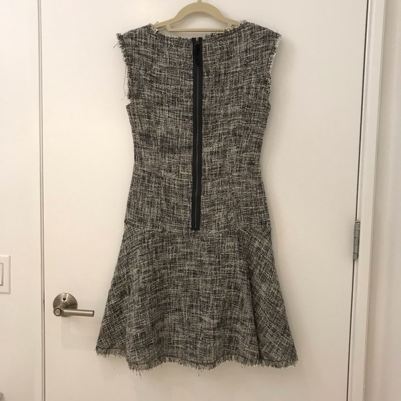 Rebecca Taylor Tweed Dress Frayed Fit Flare, Sz 0 - Picture 4 of 6